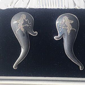 Vintage Sterling Silver Siam Genie/Spirit/Mythical Figure Earrings Unique clipon